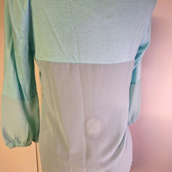 BKE Sea Green Sheer Embellished  Top Size Sm - Picture 5 of 10